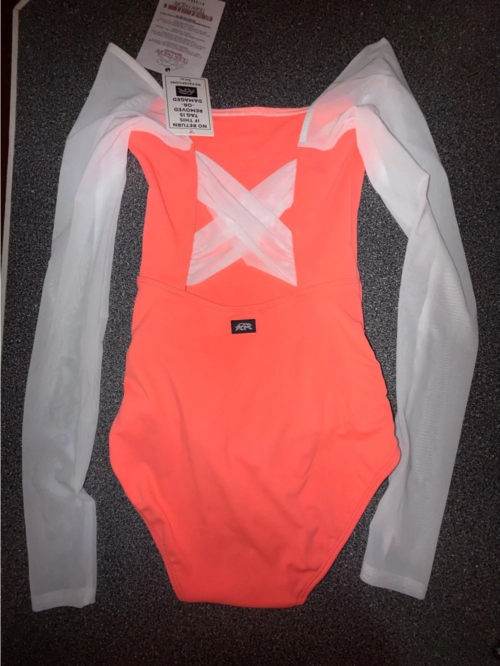 Tiger Friday NWT! Neon Leotard w/White Sheer Sleeves Size Adult X-Small